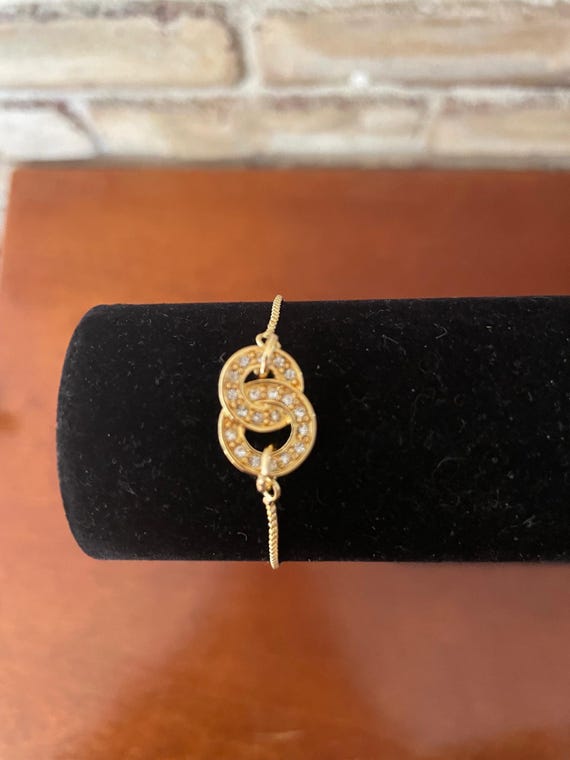 Vintage 1980's tiny interlocking circles rhinesto… - image 1