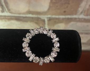 Vintage 1950's rhinestone circle brooch converted to modern bracelet