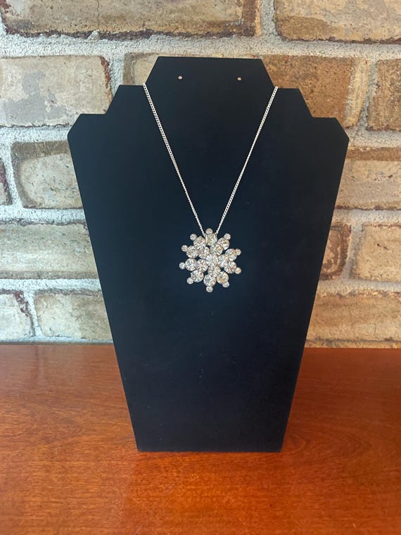 Vintage 1950's silver & rhinestone brooch converted to modern pendant
