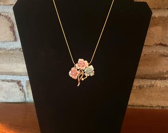 Vintage 1970's flower brooch converted to modern pendant