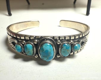 Native American Turquoise Sterling Silver Cuff Bangle - Etsy Canada