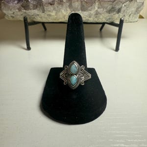 Larimar Sterling Silver Hand Carved Ring