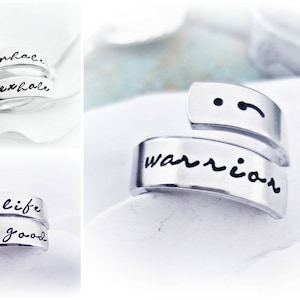 Personalized Wrap Ring Custom Ring Inhale Exhale Suicide Survivor Warrior Adjustable Quote Ring Friend Gift Spiral Ring Gifts for Her