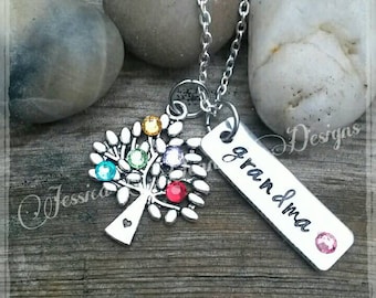 Grandma Gift Mom Gift Grandma Necklace Mother's Day Jewelry Wife Gift Anniversary Family Tree Necklace Birthstone Necklace Custom Jewelry