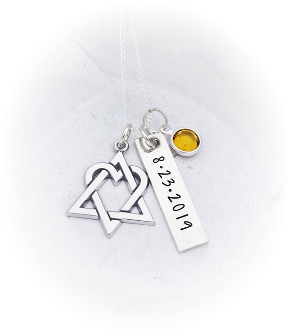 Sterling Silver Adoption Necklace Personalized Adoption Necklace Adoption Symbol Necklace Adoption Name Jewelry Adoption Gift Custom Etsy