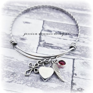Cremation Bracelet - Stainless Steel - Tiny Urn Bracelet - Braided Expandable Bracelet - Heart Urn - Memorial Jewelry - Birthstone Urn