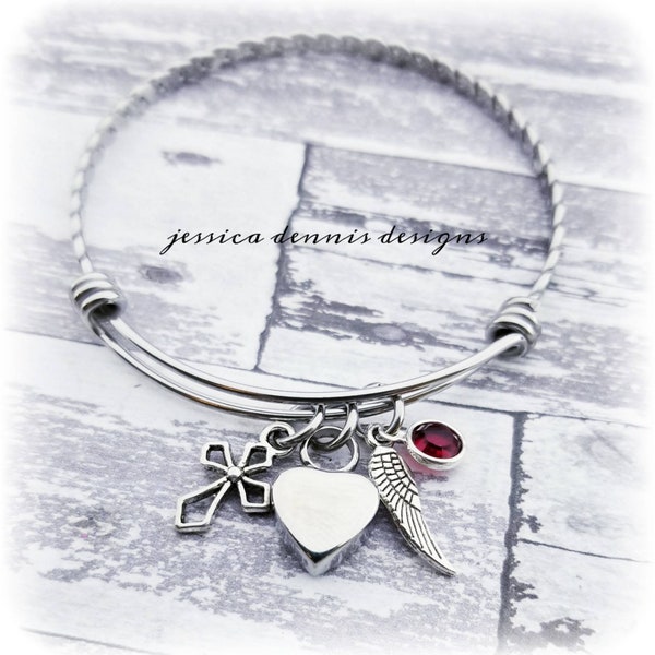 Heart Cremation Bracelet For Ashes – Stainless Steel Urn Bangle Memorial Keepsake Jewelry For Women & Men