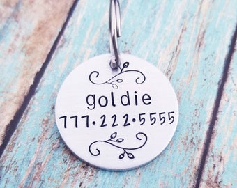 Placa de identificación personalizada para perros: diseño floral, placa personalizada para mascotas