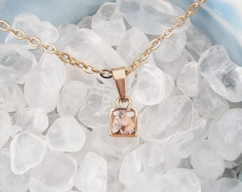 Tiny Pet Cremation Necklace: Ashes Memorial Jewelry, Dainty Square Pendant