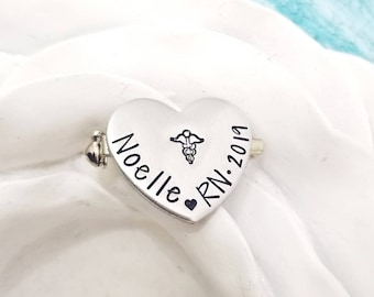 Heart Nursing Pin RN Pin BSN Pin Personalized Pin for Nurse Pinning Ceremony Nursing Graduation Gift RN Gift Personalized Custom Brooch Pin