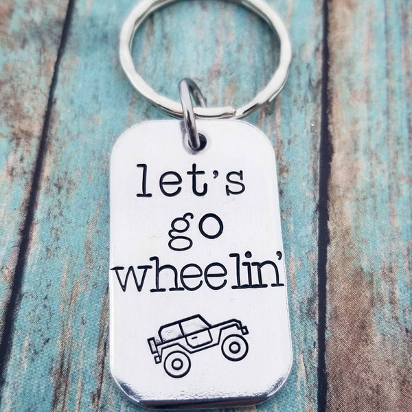 4 Wheeling Keychain- Mud Truck Keychain - Boyfriend Key Ring - Key Tag - New Car - Gifts for Him - Gifts for Him - Let's Go Wheelin' Gift