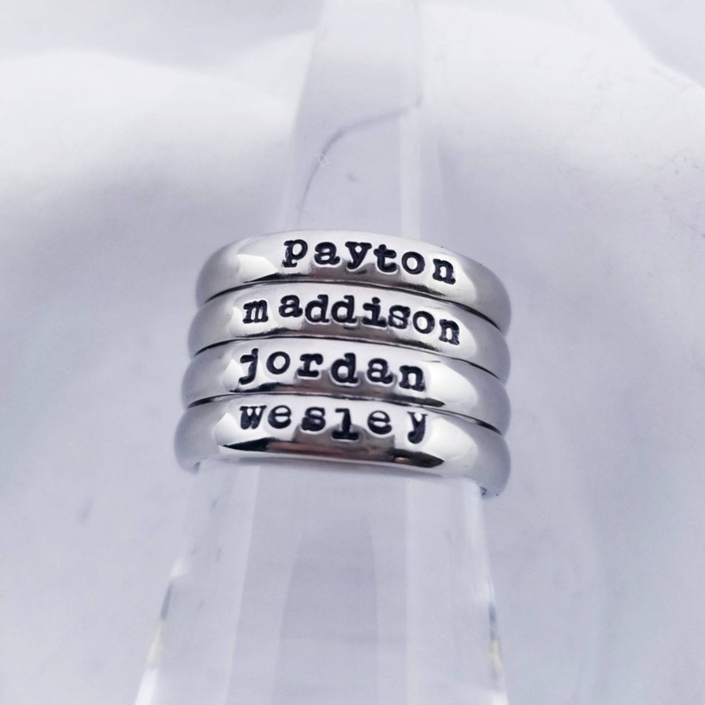 Stacking Name Rings Stainless Steel Stamped Rings Etsy