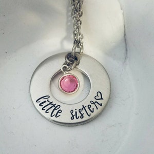 Little Sister Gift Sister Jewelry Big Sister Middle Sister Little Sister Washer Necklaces Personalized Necklaces Little Sister Birthday Gift