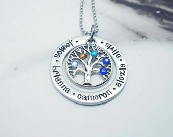 Family Tree Necklace Mom Gift Custom Mother's Day Gift Birthstone Necklace Mother's Jewelry Grandmother Jewelry Tree Jewelry Grandma gift