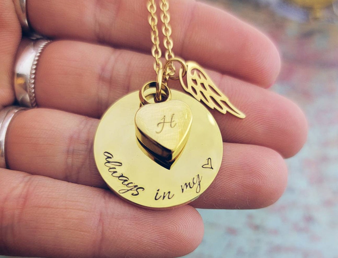 Gold Cremation Locket Memorial Necklace Locket for Ashes Etsy