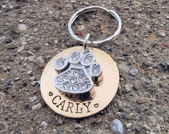 Paw Print Urn Keychain - Personalized Dog Loss Cremation Keychain - Custom Made Pet Urn Key Ring