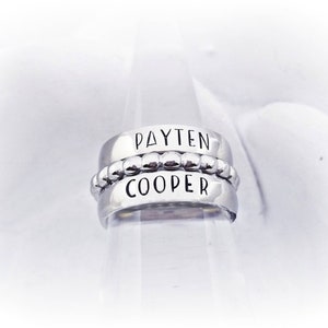 Stamped Name Rings - Stainless Steel Stacking Rings -  Personalized Ring Silver Stackable Name Rings Mom Ring Gifts for Mom - Mother&#39;s Rings