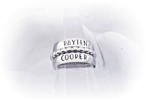 Stamped Name Rings Stainless Steel 