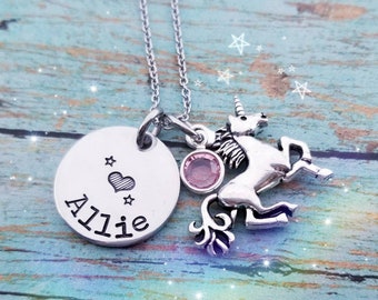 Unicorn Birthday Gift Unicorn Party Gift Little Girl Birthday Gift Big Sister Gift Personalized Unicorn Necklace Unicorn Jewelry Birthstone