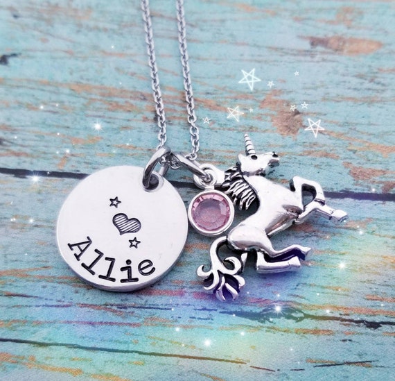 Unicorn on sale birthstone necklace
