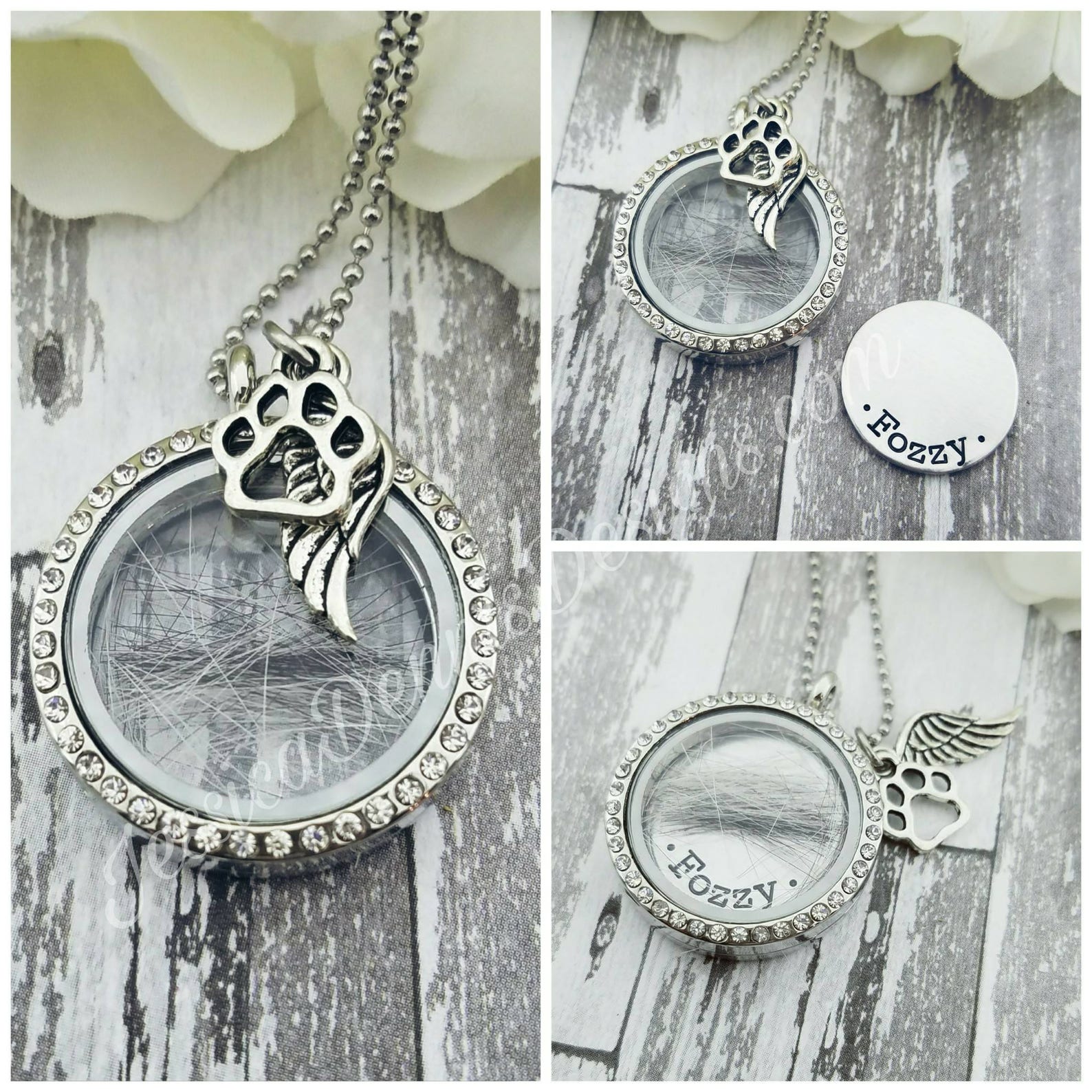 Pet Loss Memorial Locket Necklace for Pet's Hair Custom Etsy