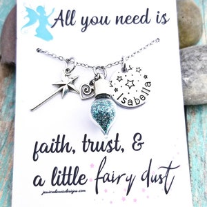 Fairy Dust Necklace- Personalized Girl Gift - Birthday Necklace- Little Girl Birthday Gifts- Choose your glitter color - Glitter Jewelry