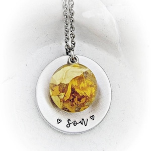 Personalized Flower Necklace Son Memorial Necklace Wedding Bouquet Funeral Flower Keepsake Preserved Flower Jewelry Flower Petal Necklace