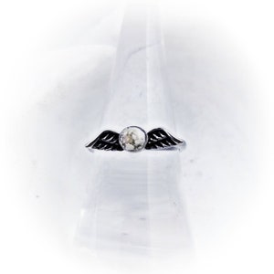 Cremation Ring - Ash Infused Ring - Cremation Jewelry - Angel Wing Urn Ring - Memorial Ring - Pet Loss Keepsake - Sympathy Gift - Angel Dog