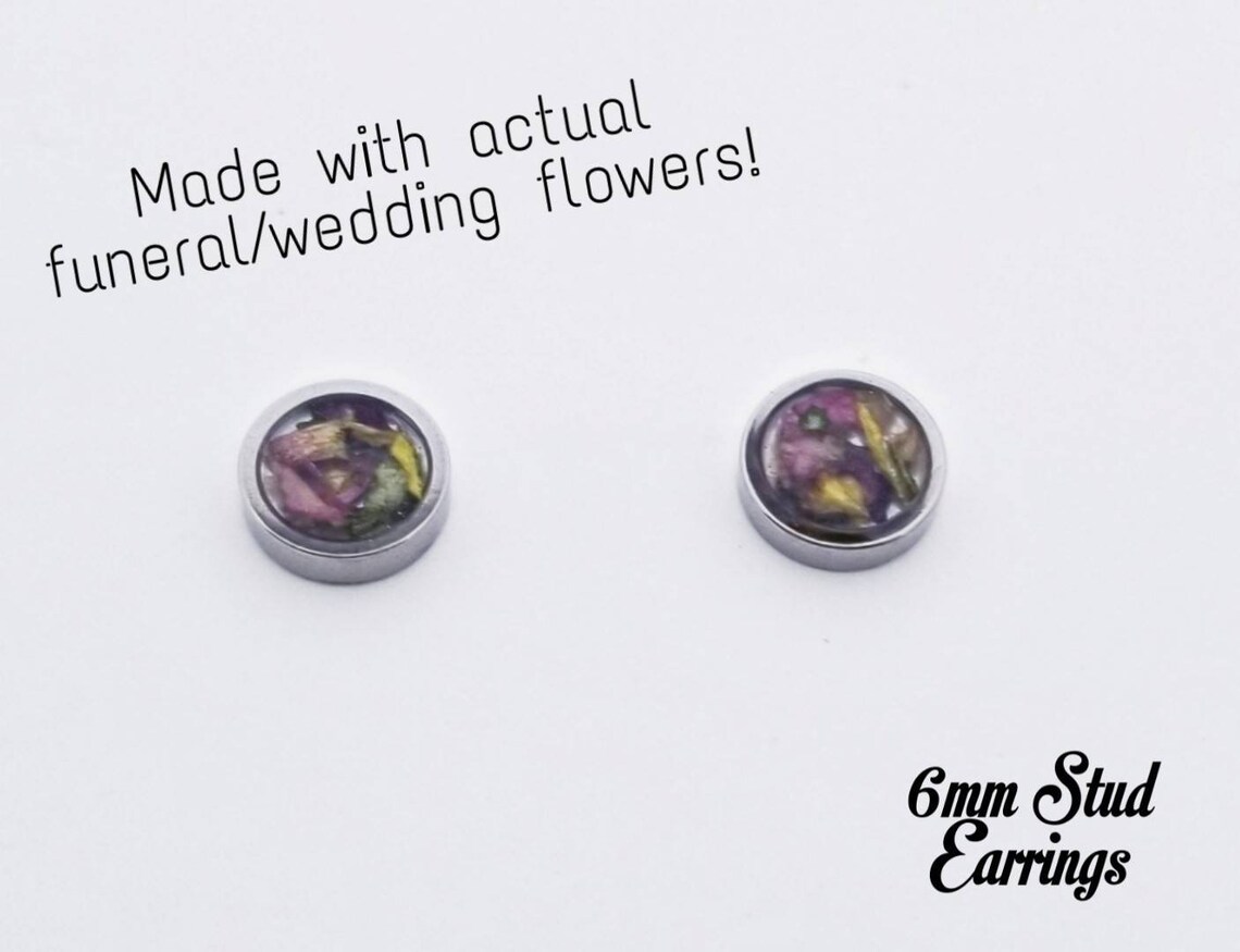 Real Flower Earrings Funeral Flower Jewelry Memorial Etsy