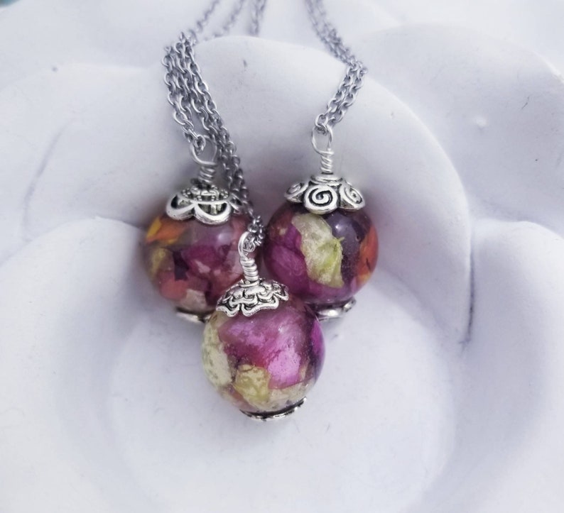 Flower Memorial Necklace Preserved Funeral Flower Necklace Etsy