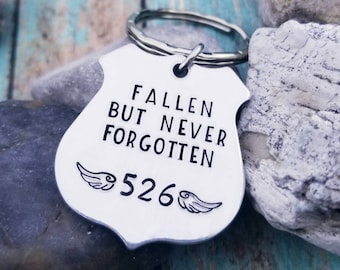 Llavero conmemorativo de oficial caído: placa de policía, regalo de fin de guardia