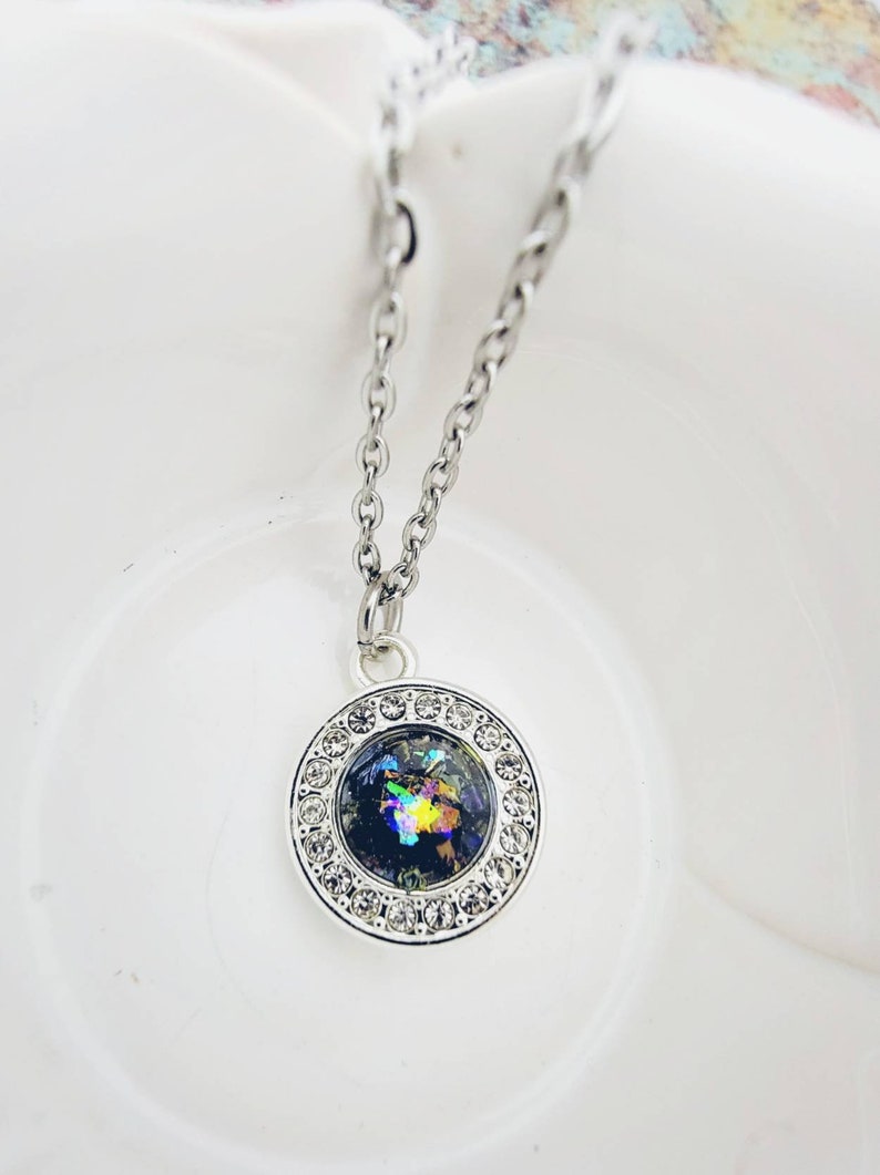 Cremation Necklace Cubic Zirconia Pet Loss Gift Ashes Jewelry Pet Memorial Jewelry Pet Cremation Jewelry Memorial Fur Necklace image 2