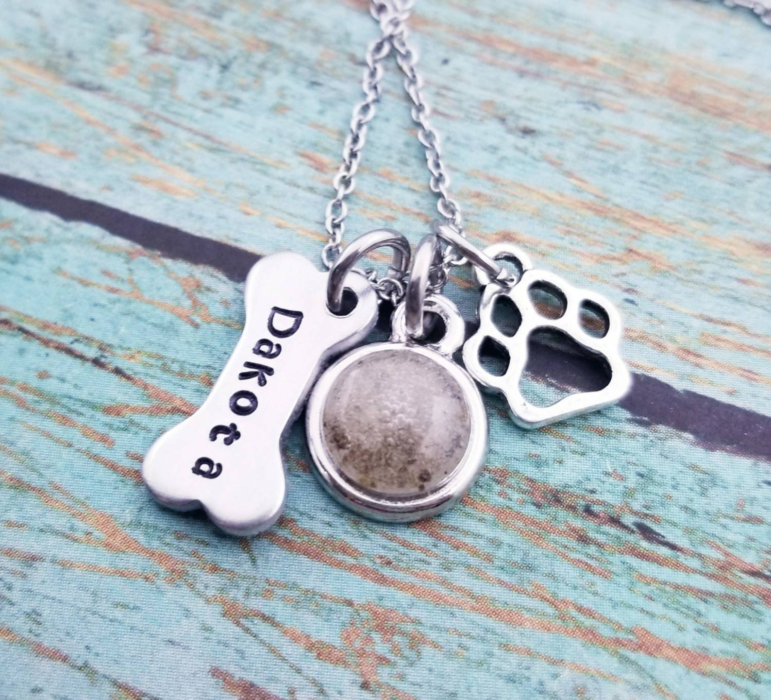 Personalized Dog Cremation Necklace Made With Pet Ashes Pet Etsy