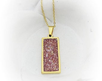 Rectangle Pet Cremation Necklace: Stainless Steel Ash Memorial Jewelry