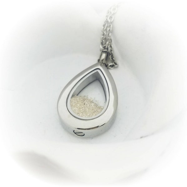 Cremation Necklace Glass Cremation Locket Teardrop Urn Necklace Cremation Jewelry Clear Urn Jewelry Fillable Jewelry Memorial Gift Pet Loss