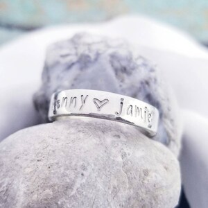 Personalized Ring • Name Ring Stackable • Silver Stamped Ring • Wife Gift • Mom Ring • Rings for Women • Stacking Rings • Silver Custom Ring