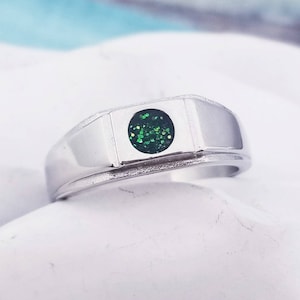 Men&#39;s Cremation Ring made with Ashes - Custom Memorial Ring -  Cremation Jewelry Stacking Rings - Pet Loss Memorial Ring - Men&#39;s Urn Ring