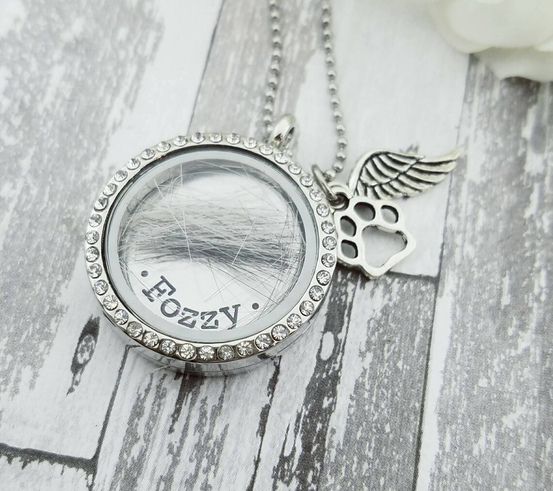 Pet Loss Memorial Locket Necklace for Pet's Hair Custom Etsy