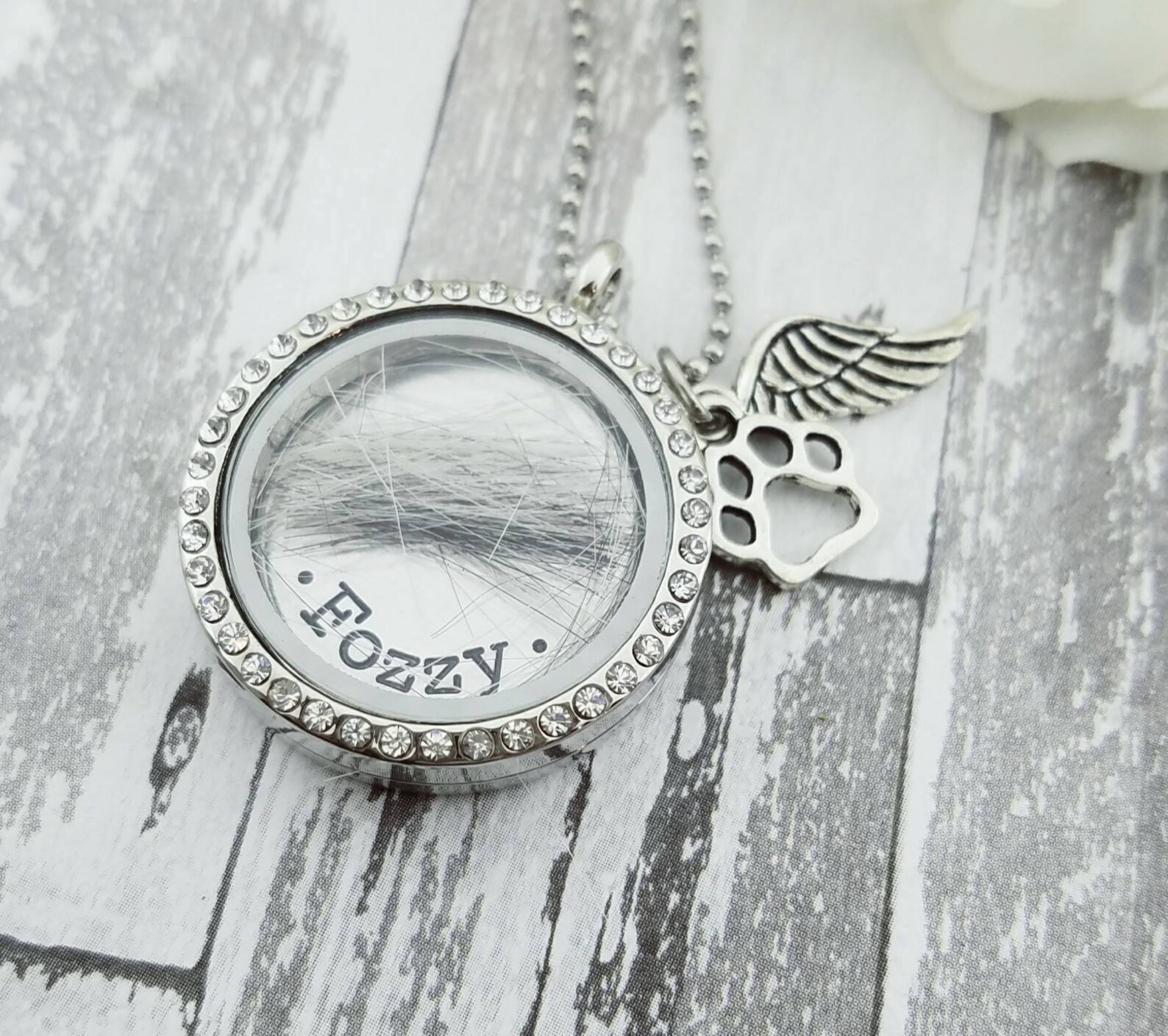 Pet Loss Memorial Locket Necklace for Pet's Hair Custom Etsy
