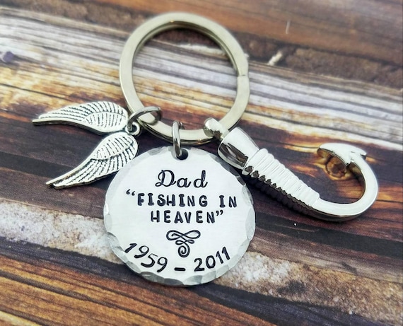 Dad Cremation Fishing in Heaven Keychain - The Fish Hook is an Urn Pendant  - Fisherman Urn Key Ring - Custom Urn Jewelry - Memorial Keychain