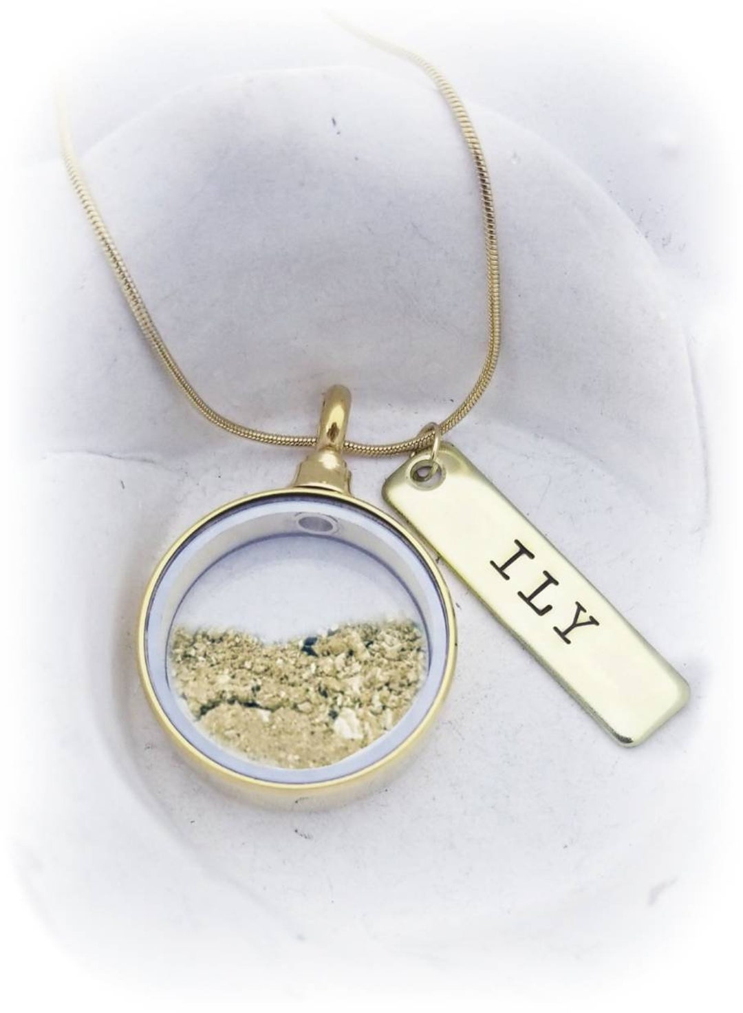 Personalized Gold Cremation Locket Memorial Necklace Locket for Ashes
