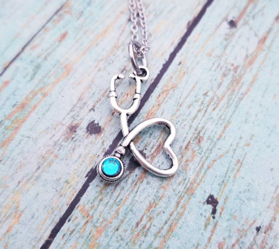 Stethoscope necklace on sale with birthstone