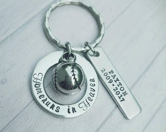 Cremation Jewelry - Homeruns in Heaven - Baseball Urn Key Ring - Urn Necklace or Keychain - Baseball Cremation Key chain - Child loss