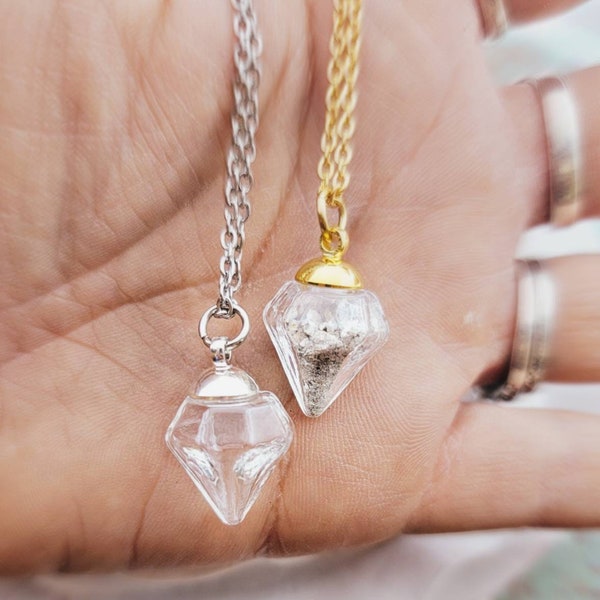 Cremation Orb Crystal Necklace Clear fill at home ash necklace- Cremation Memorial Necklace- Ash Jewelry Memorial Gift- Memorial Urn Jewelry