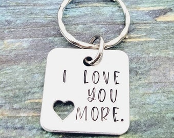 Husband Gift - Wife Gift - love you most The End Keychain - Love War Keychain - Stamped Keychain I love you more key chain Anniversary Gifts