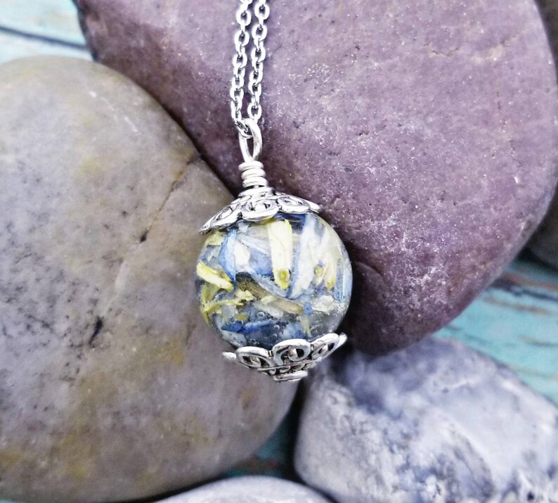 Funeral Flower Necklace Custom Memorial Bead Necklace Etsy