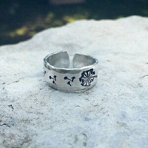 Dandelion Toe Ring Summer Jewelry Cute Toe Ring Hypoallergenic Non Tarnish Adjustable Hand Stamped Custom made Dandelion Jewelry Personalize