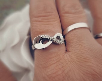 Infinity Heart Cremation Ring: Stainless Steel Ash Urn Memorial Jewelry