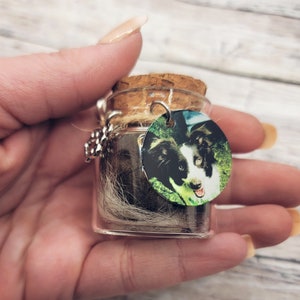 Photo Fur Memorial Jar for Pet Hair - Personalized Fur Keepsake - Pet Memorial Gift -  Dog Memorial for Ashes or Hair - Cat Fur Memorial
