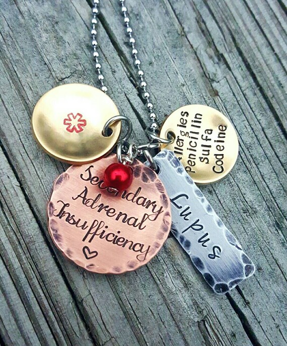 Hand Stamped Medical Alert Necklace: Mixed Metal Medical ID